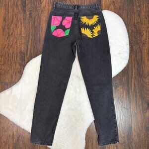 BDG Jeans 27 Mom‎ High-Rise Faded Black Painted Pockets Women's